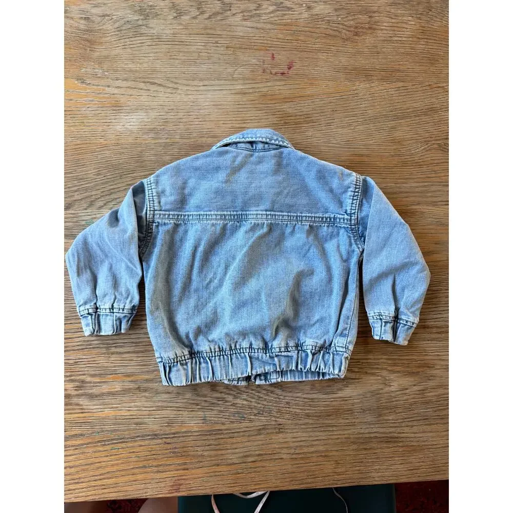 H&M Toddler Light Wash Denim Jacket Zip Front Unisex Size 2T